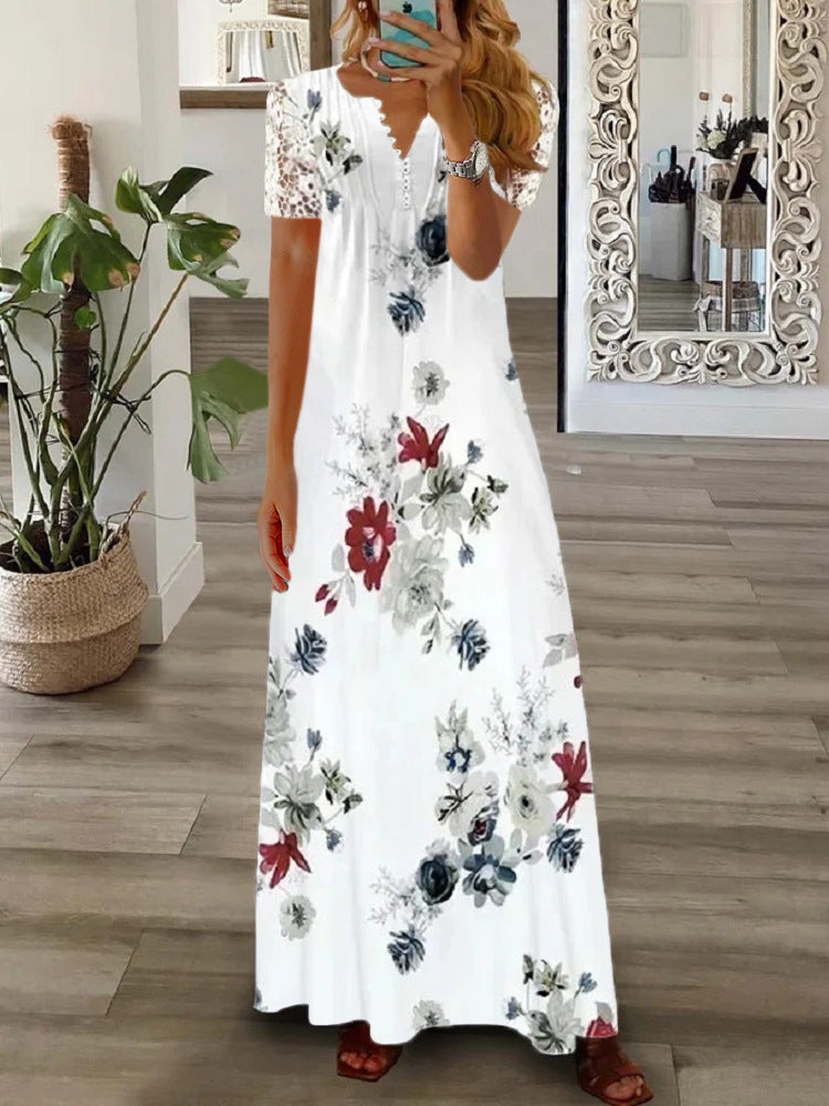 Carissa | Kurzarmkleid mit Spitzenprint