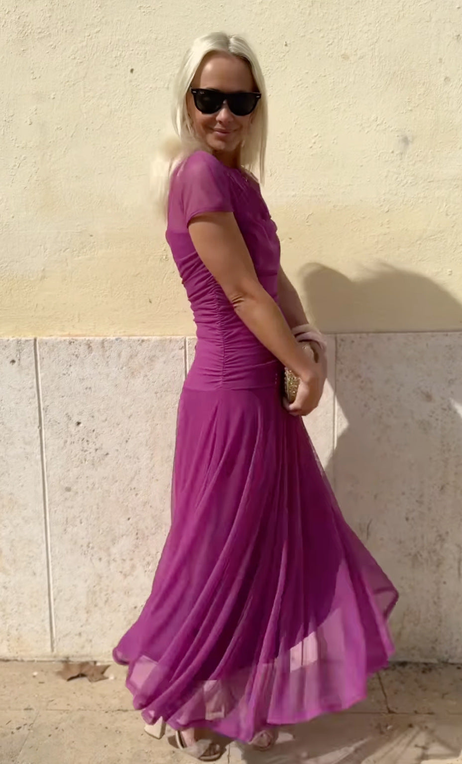 Lauren | Chiffonkleid mit Rundhalsausschnitt für Damen