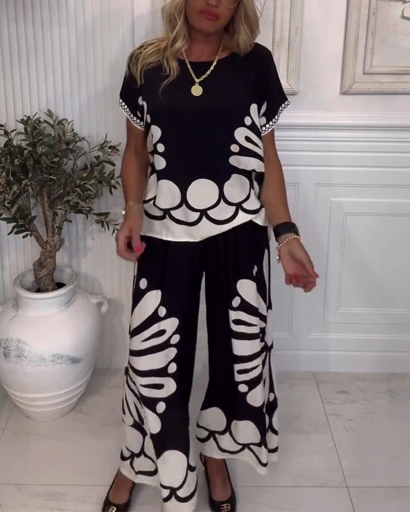 Narsi | Anzug Temperament gedruckte Tasche weite Hose