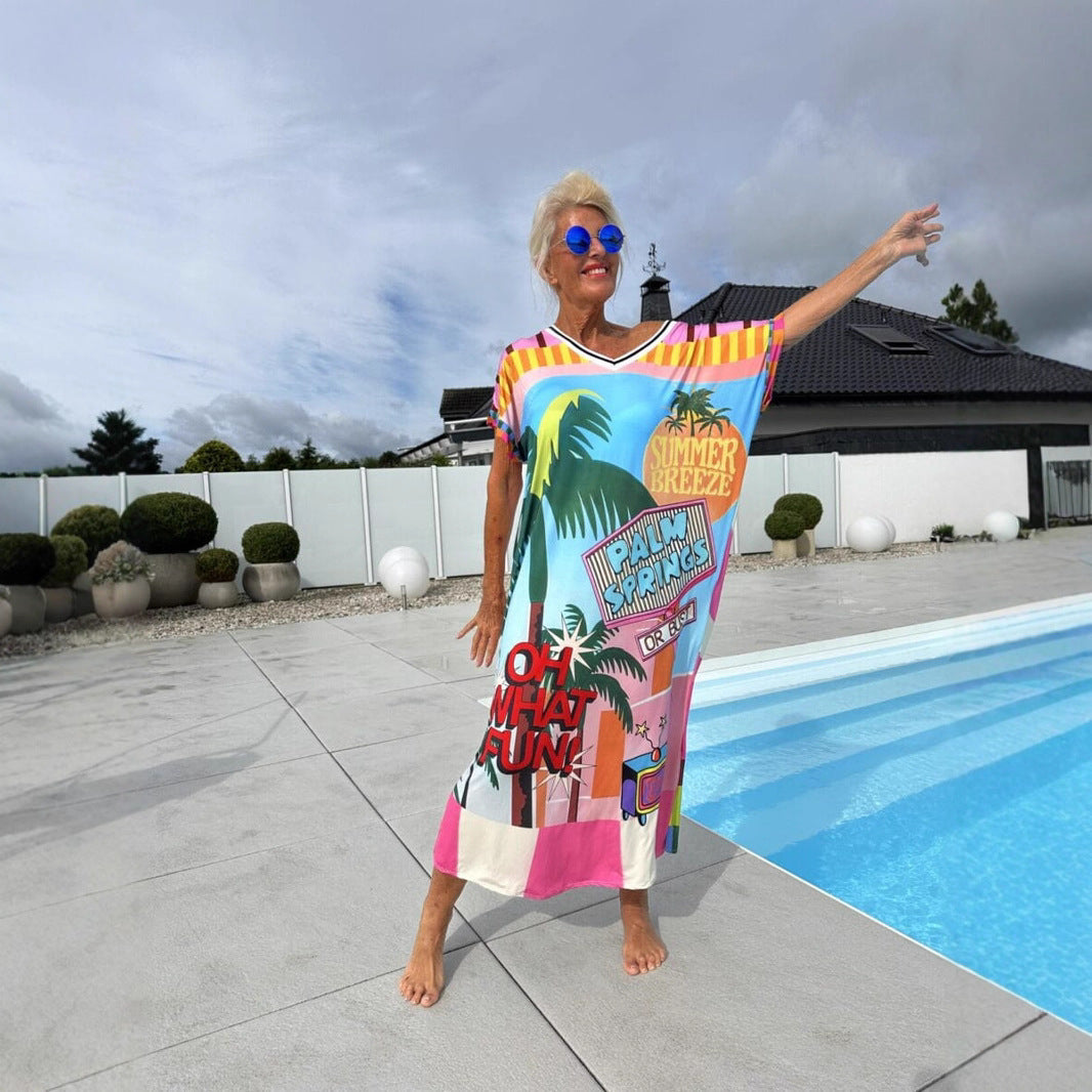 Kayla | klassisches Festtagskleid für Damen mit V-Ausschnitt und kurzen Ärmeln