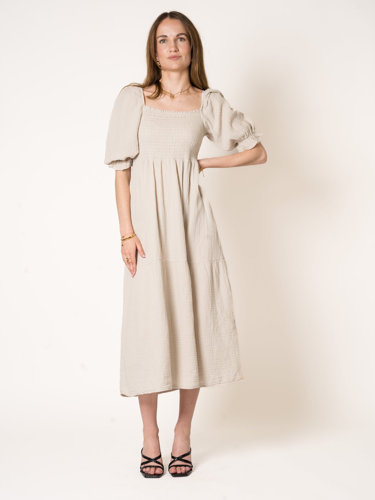 Honey | Texturiertes gestuftes Midikleid