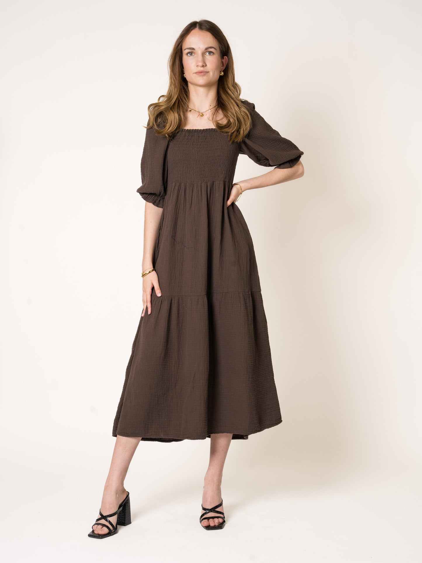 Honey | Texturiertes gestuftes Midikleid