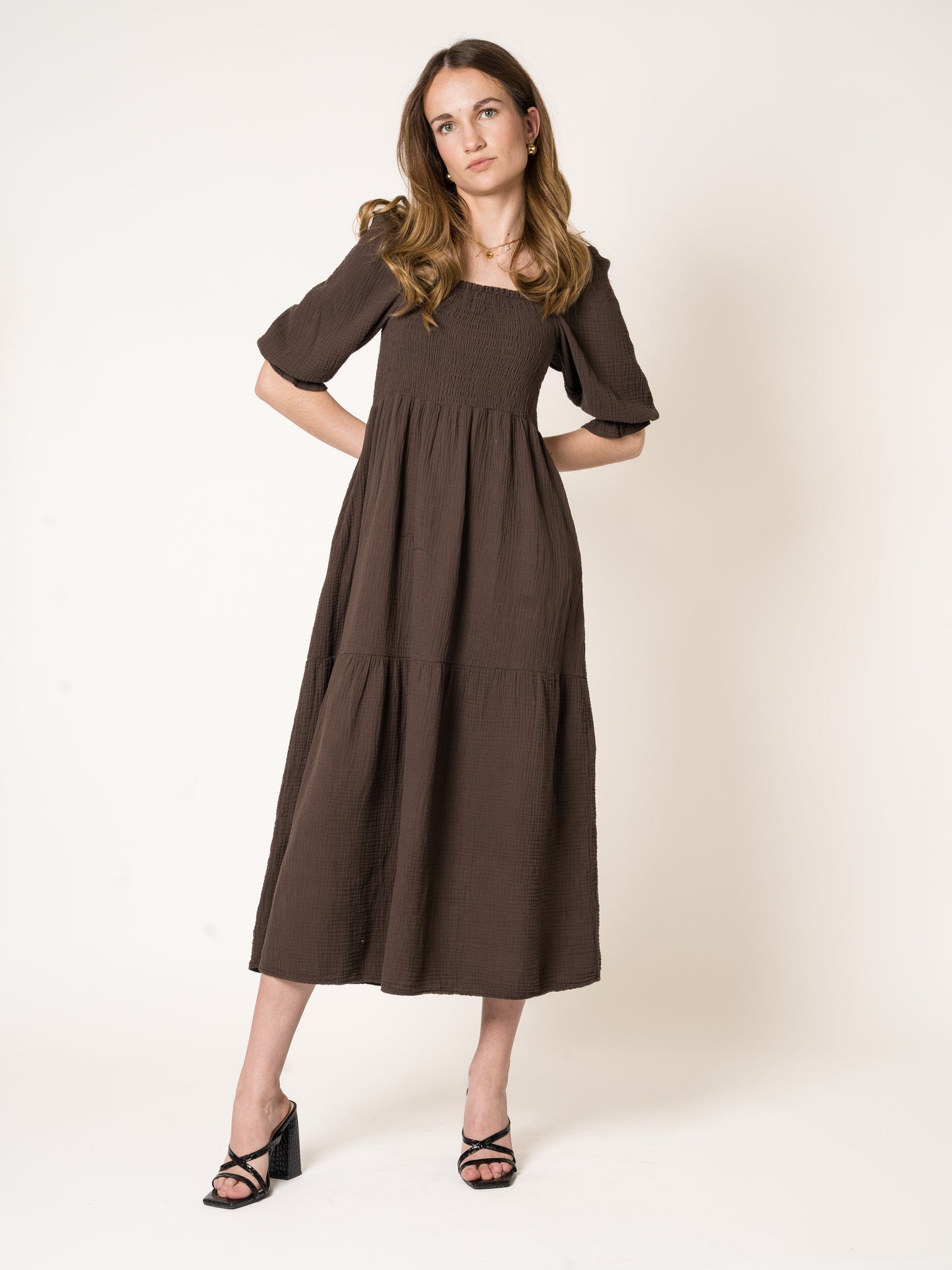 Honey | Texturiertes gestuftes Midikleid