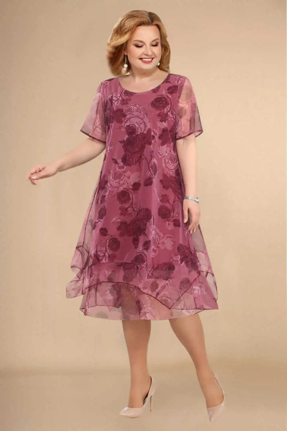 Mhira | Blüten-Chiffonkleid