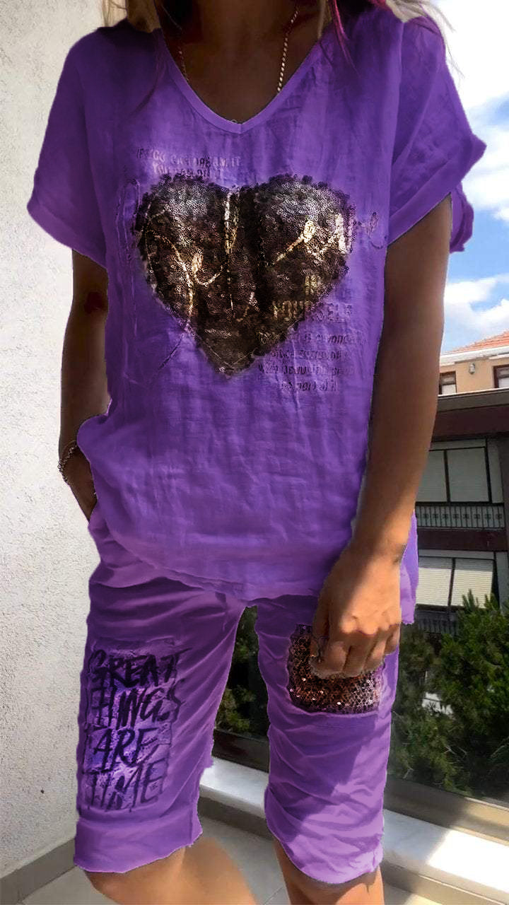 Mirabelle | Elegantes Zweiteiler-Set mit Goldprägung