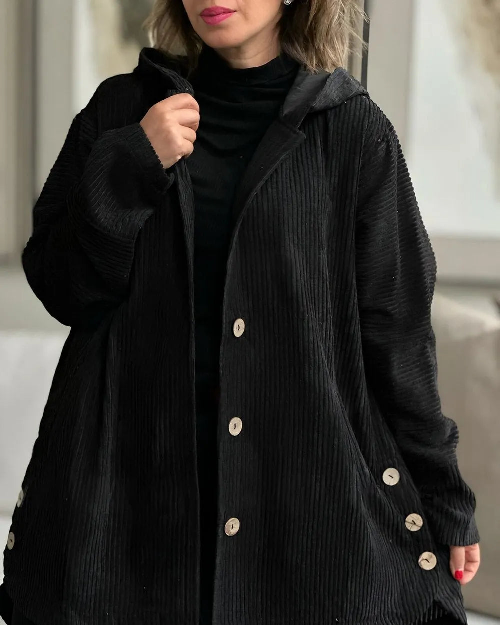 Andrea™ | Lässige Cordjacke mit Kapuze für Damen