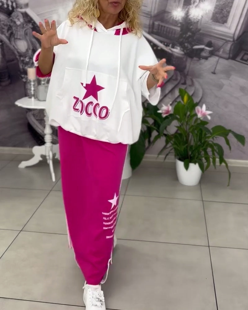 Hasela | Set mit Kapuze Kordelzug bedruckter Rock