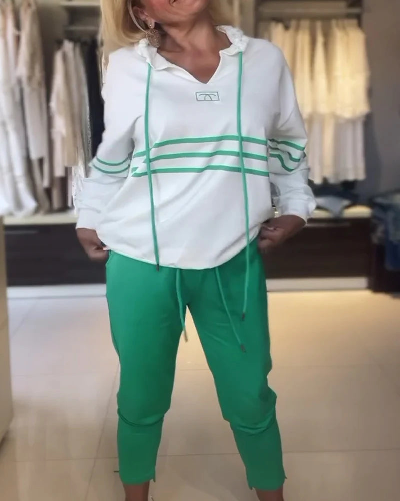 Eden | Gestreiftes Sweatshirt-Set - Oberteil & Unterteil