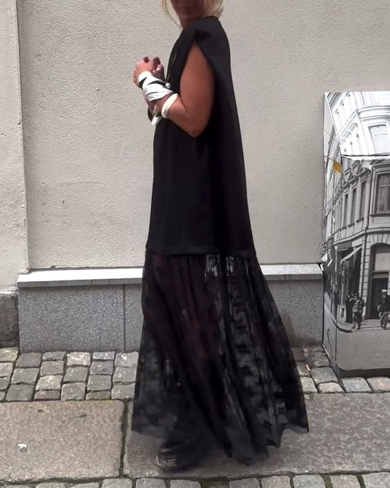 Milani | Patchwork Kleid, ärmellos & aus Mesh