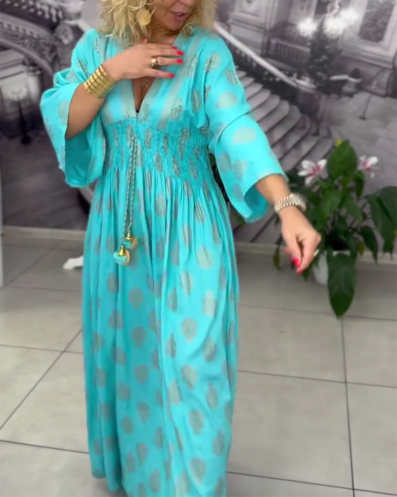 Nori | Kleid locker Urlaub Muster maxi Taille