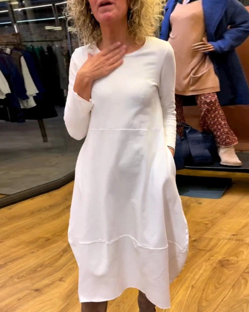 Sylvia | Langes Unifarbenes Strickkleid