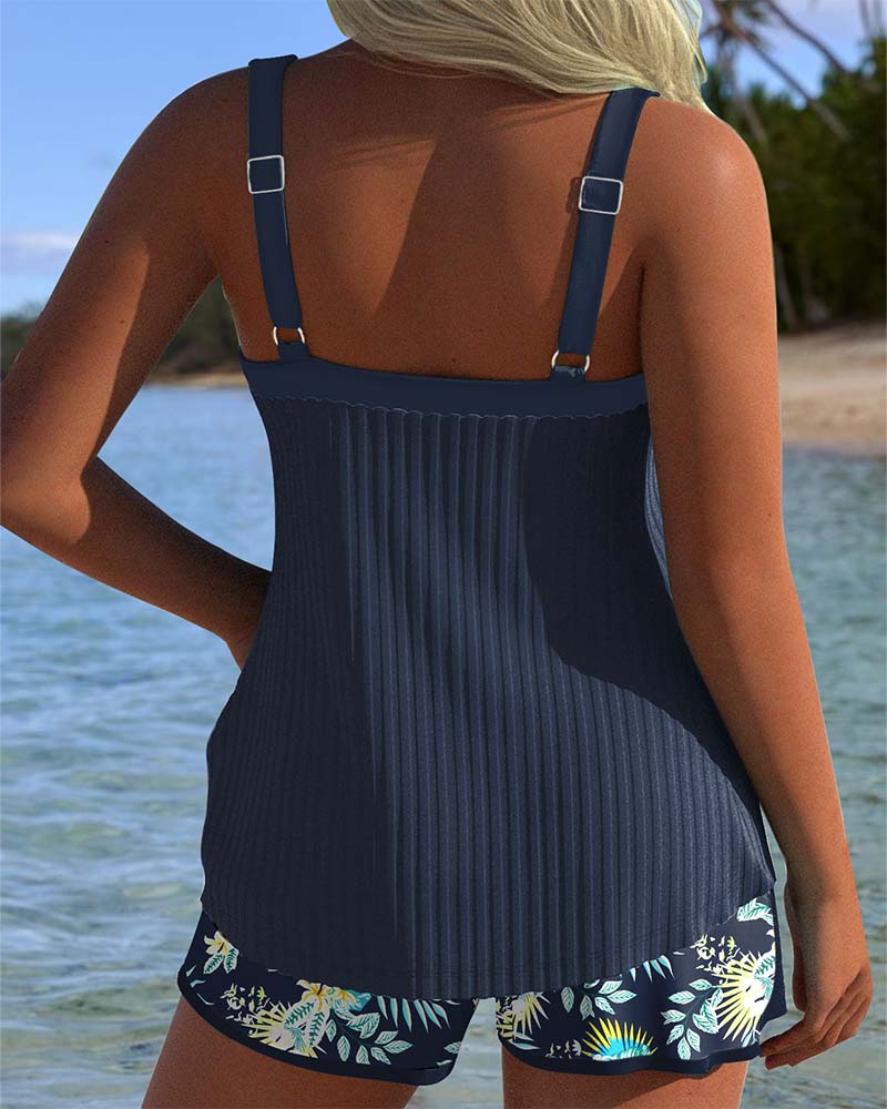 Yasmin | modischer zweiteiliger Strand-Tankini mit Streifen