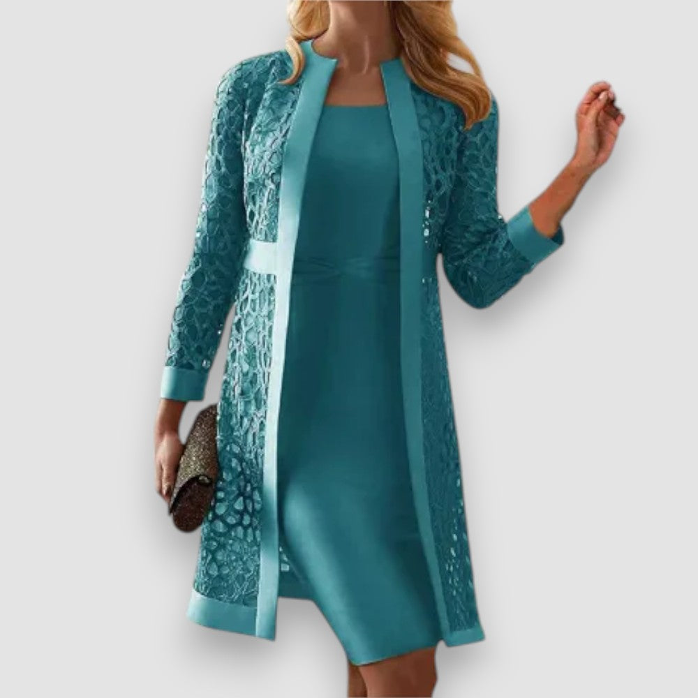 Ellaine | Zeitloses Outfit-Set mit Strickjacke & Kleid