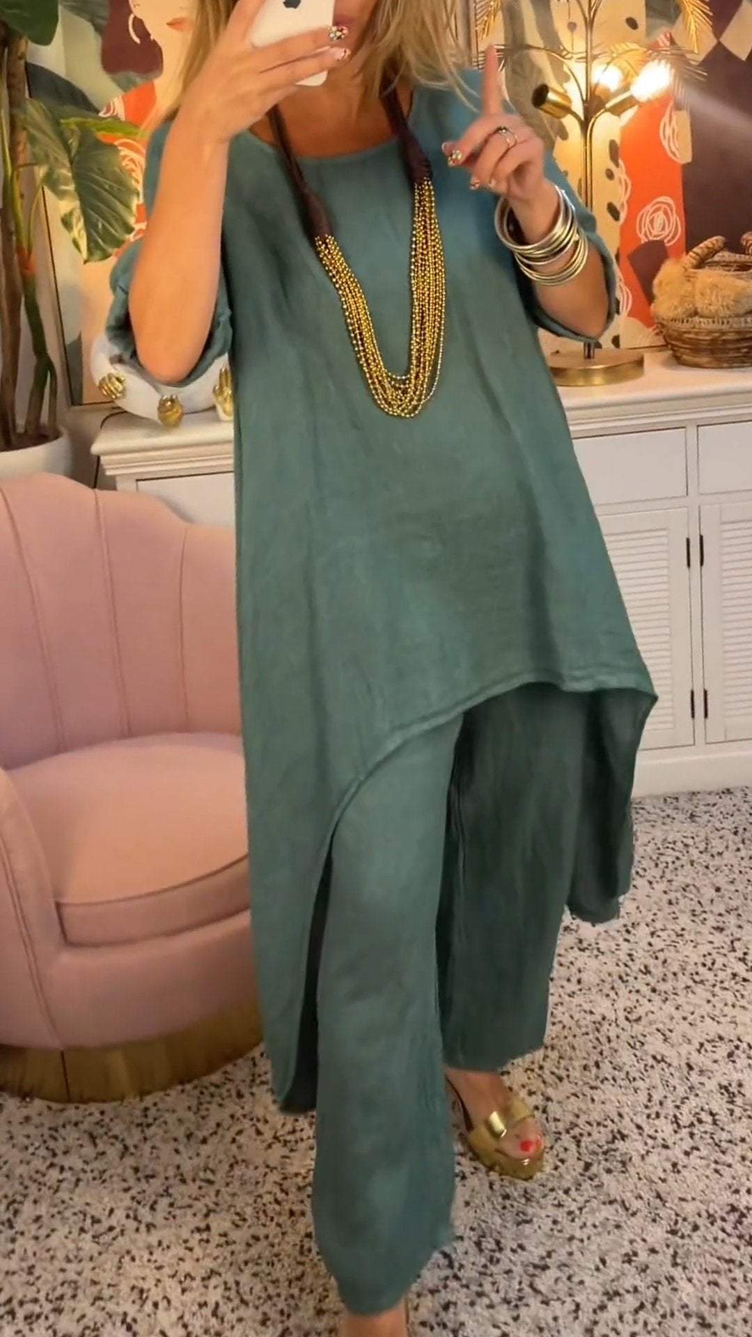 Harley | Zweiteiliger Anzug aus Baumwolle und Leinen für Damen