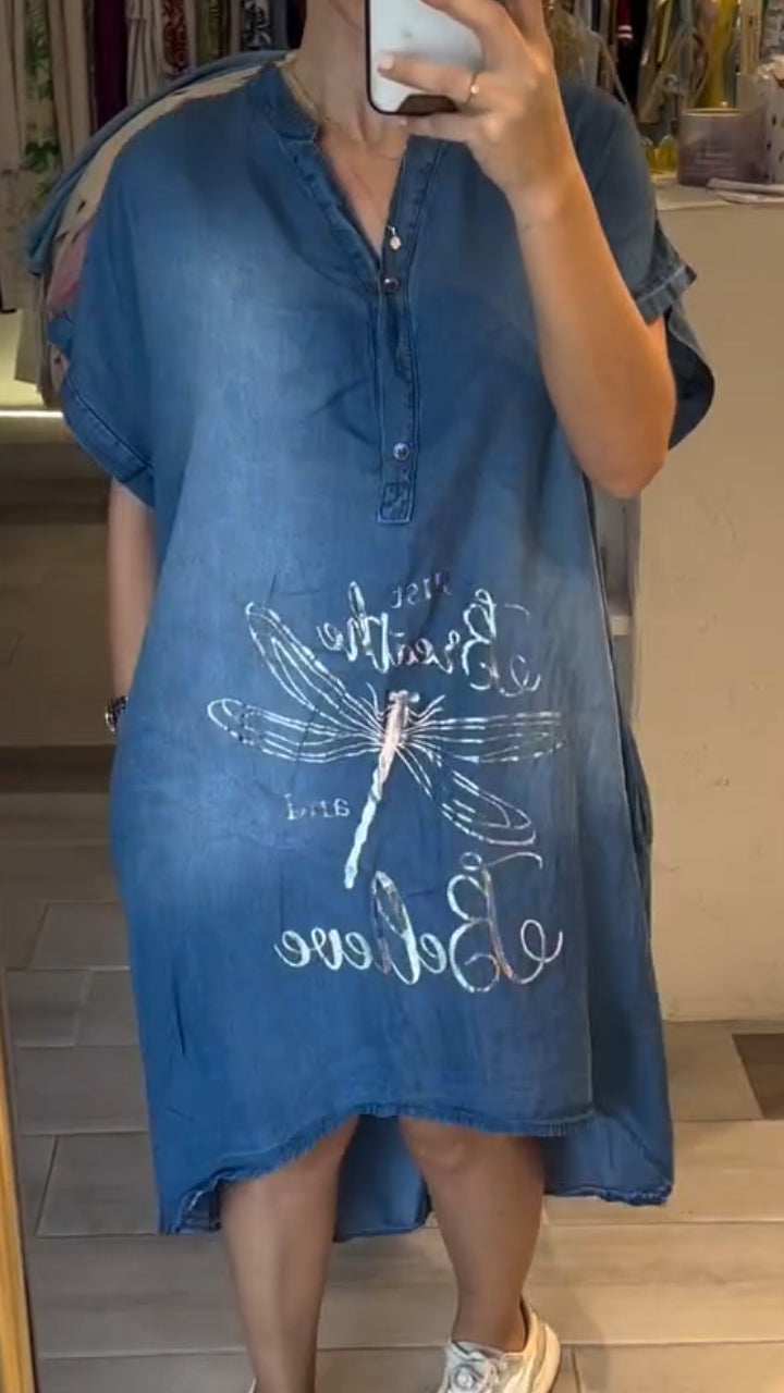 Eilan | Dragonfly Denim Lose Kleid