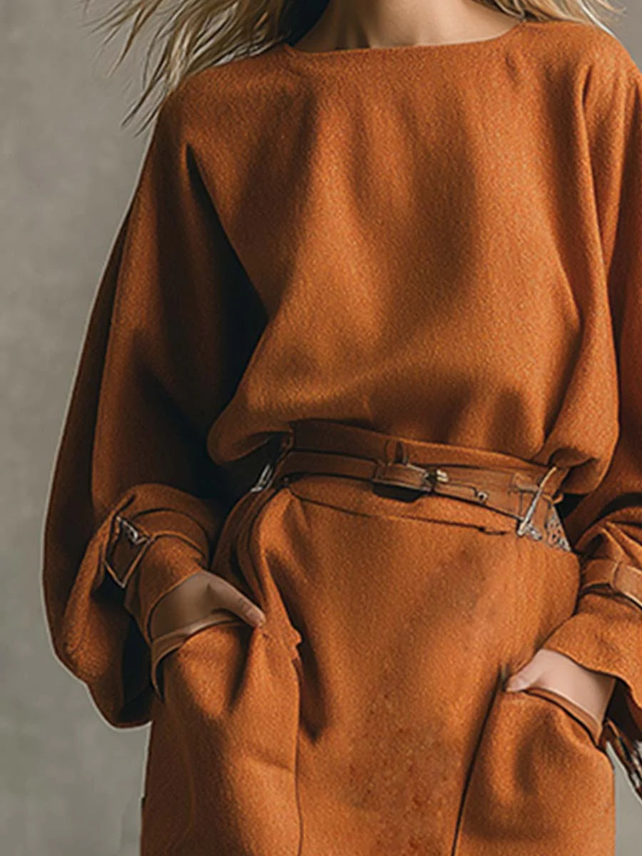 Lavena | Wildleder-Set mit Oberteil und Maxirock