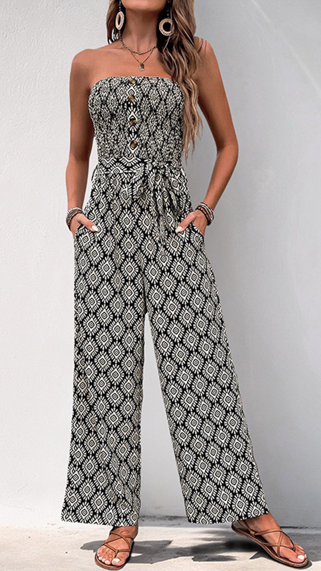 Vienna™ | Trägerloser böhmischer Jumpsuit mit Blumenmuster
