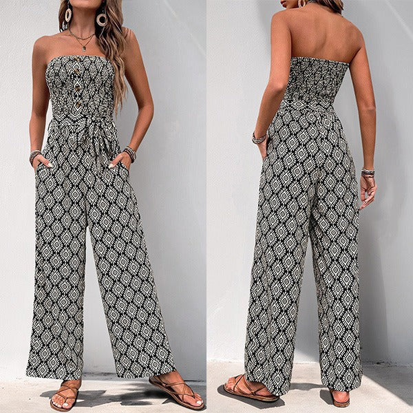Vienna™ | Trägerloser böhmischer Jumpsuit mit Blumenmuster
