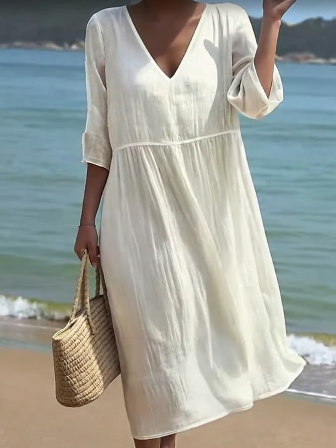 Cora | stylisches Damenkleid aus Baumwolle und Leinen