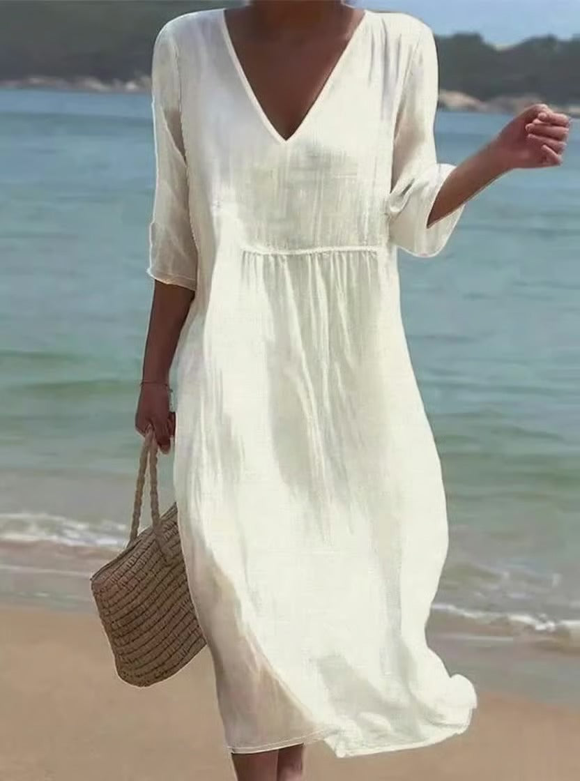 Cora | stylisches Damenkleid aus Baumwolle und Leinen