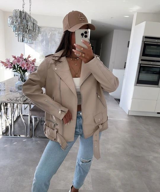 Nina | Klassische Lederjacke für Damen, edel & vielseitig