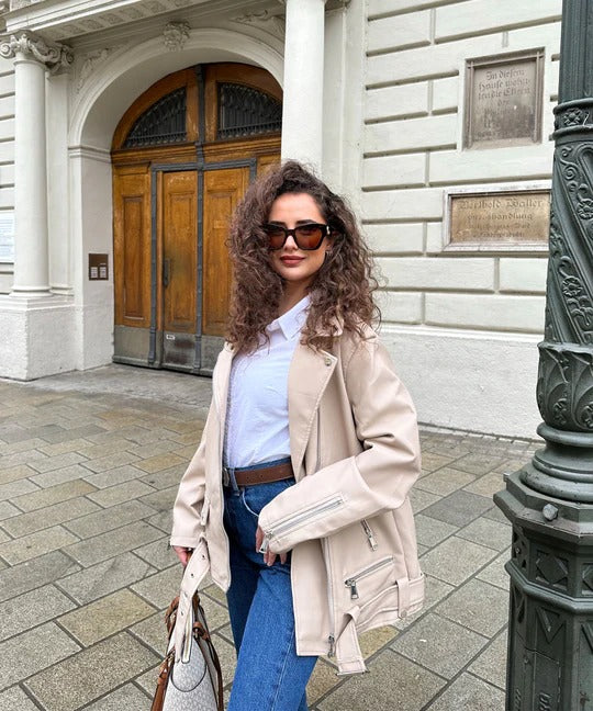 Nina | Klassische Lederjacke für Damen, edel & vielseitig