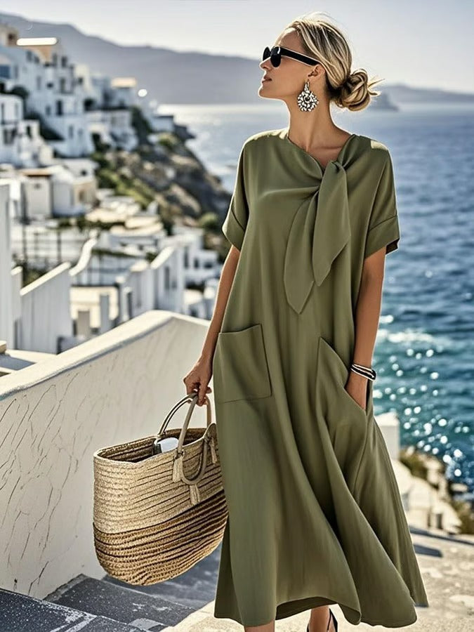 Brittany | bequemes Taschenkleid aus Baumwolle und Leinen für Damen