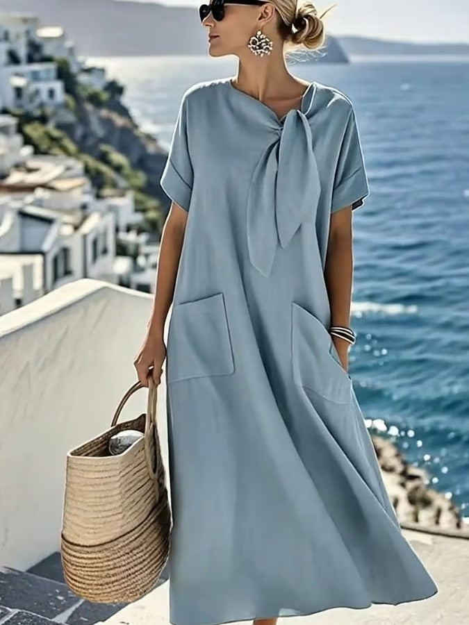Brittany | bequemes Taschenkleid aus Baumwolle und Leinen für Damen