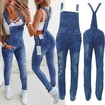 Bethy | Blauer Denim-Overall mit verstellbaren Trägern