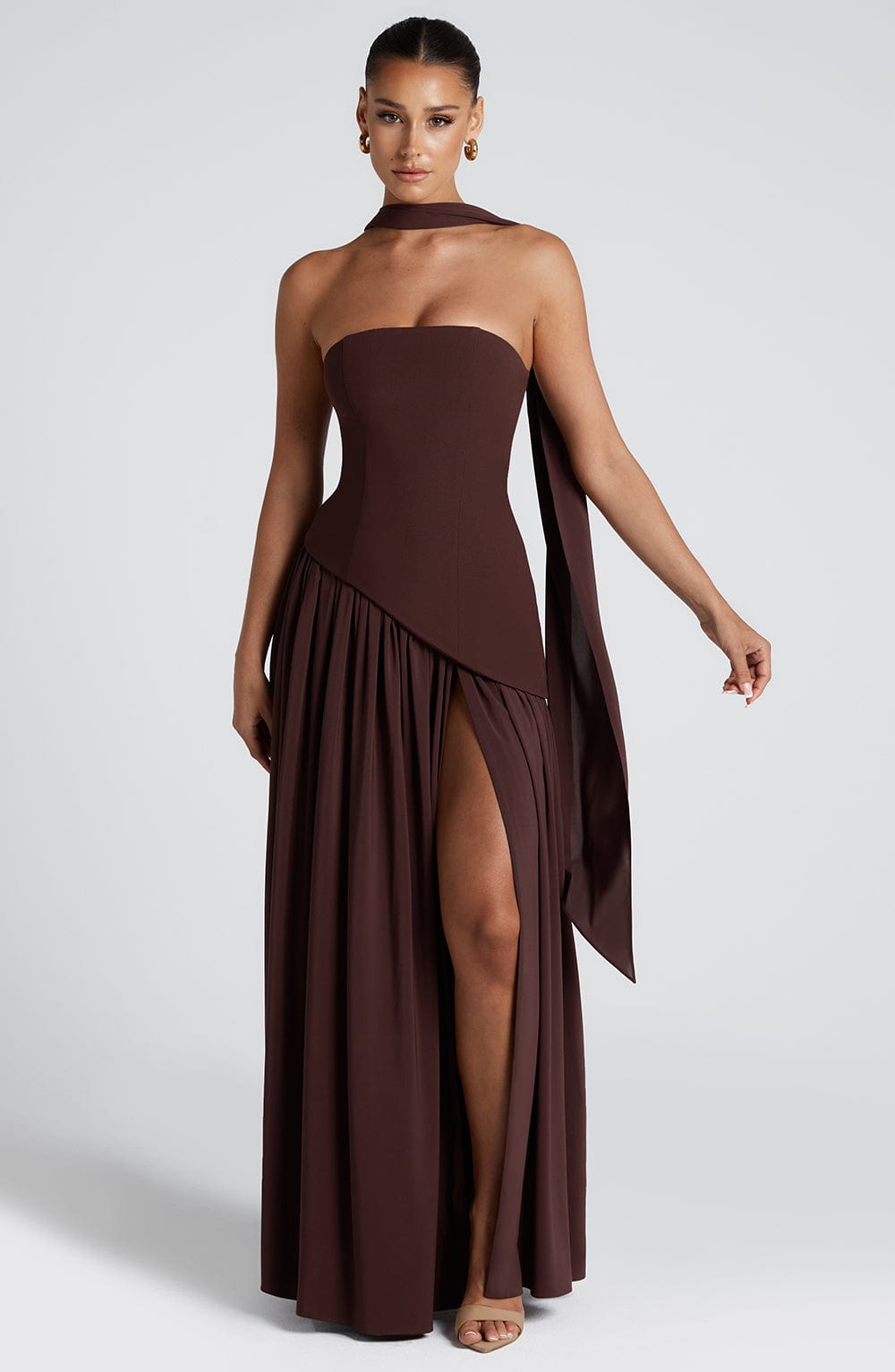Laura | Elegantes trägerloses Maxikleid für Damen