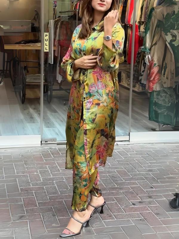 Avie | Mantel und Hose mit Revers und Knopfleiste für Damen