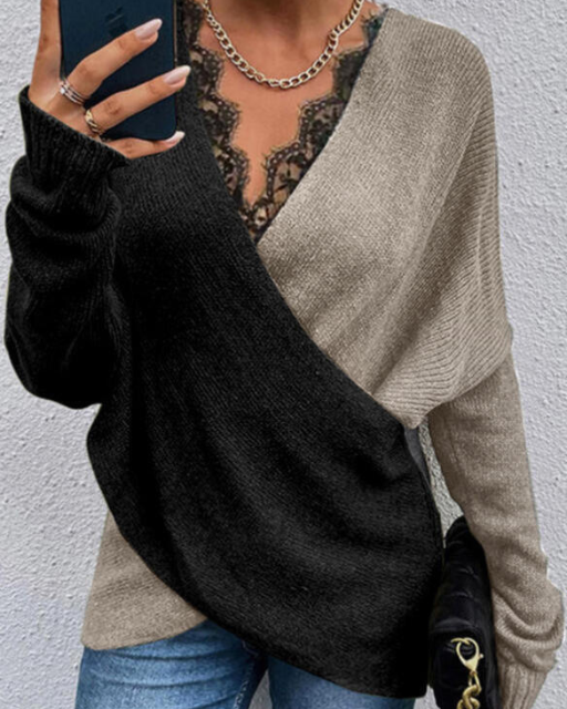 Korne | Pullover mit V-Ausschnitt und Wickeloptik