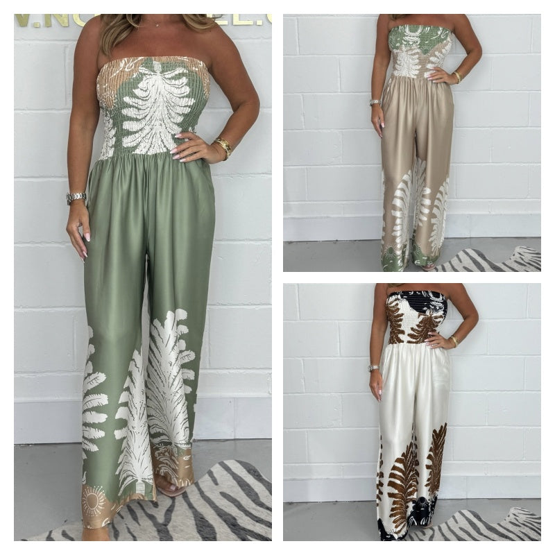 Lolita | Luftiger trägerloser Jumpsuit mit Print