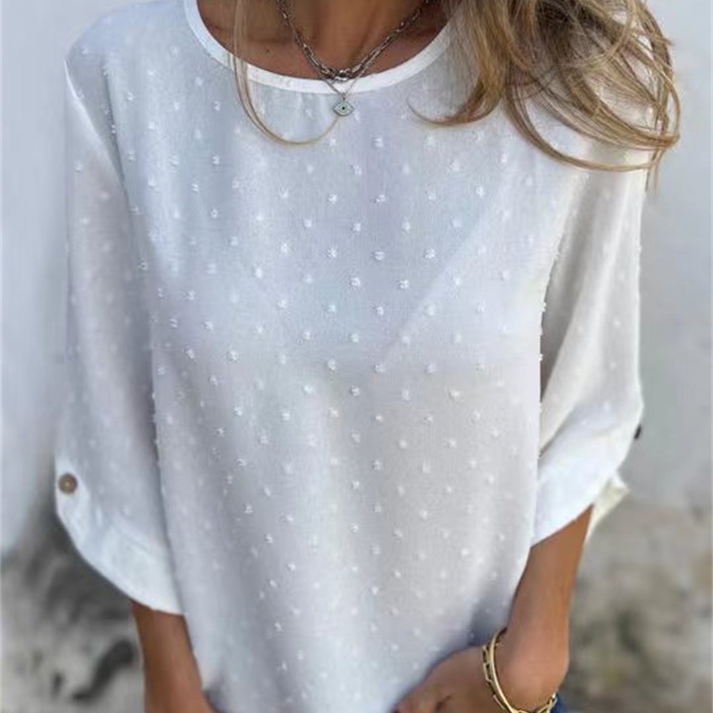 Runa™ | Lockeres Jacquard-Top mit Rundhalsausschnitt