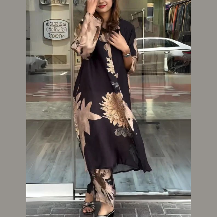 Macie™ | Zweiteiliges fließendes Hemdblusenkleid-Set für Damen