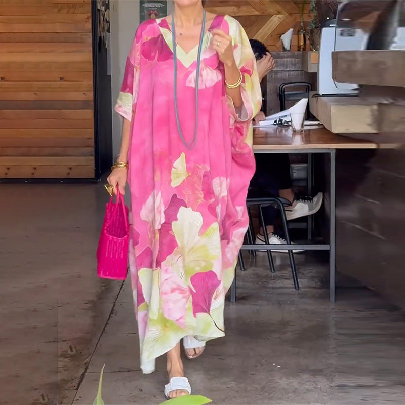 Naomy | Elegantes Kaftankleid mit Blumendruck