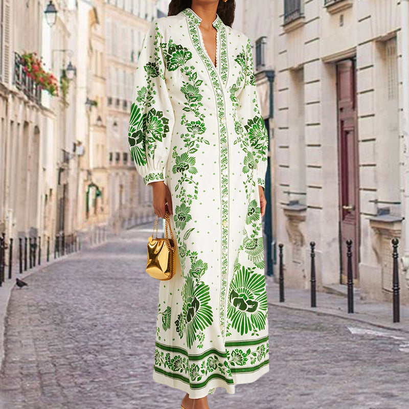 Devia | Besticktes Midikleid mit Kragen und Laternenärmeln