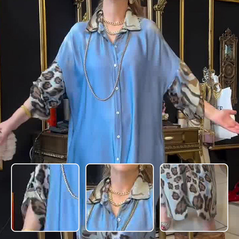 Sonia | Maxi-Hemdkleid mit Leoparden-Detail