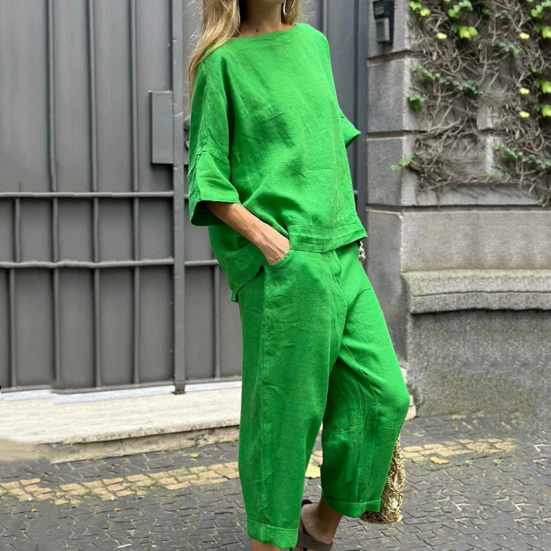 Jaclyn | Lässiges Leinen-Set mit Hemd & Hose