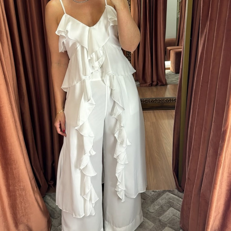 Lexi | Modisches gerafftes Kleid und Spaghettiträgerhose Set