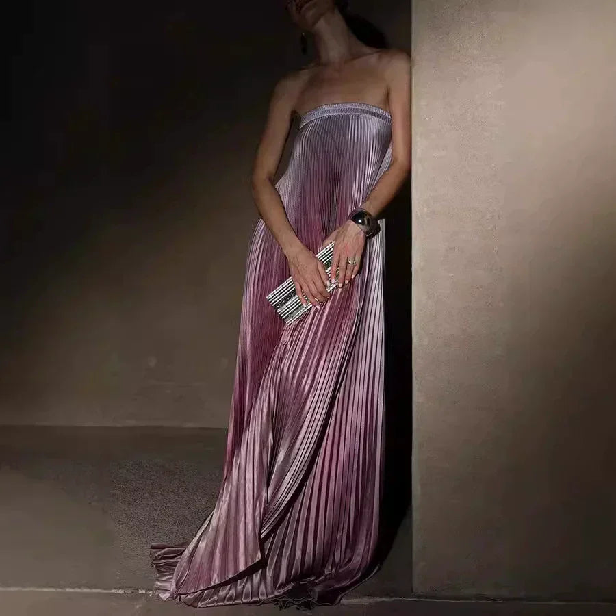Glenda | Ombre trägerloses Plissee-Kleid