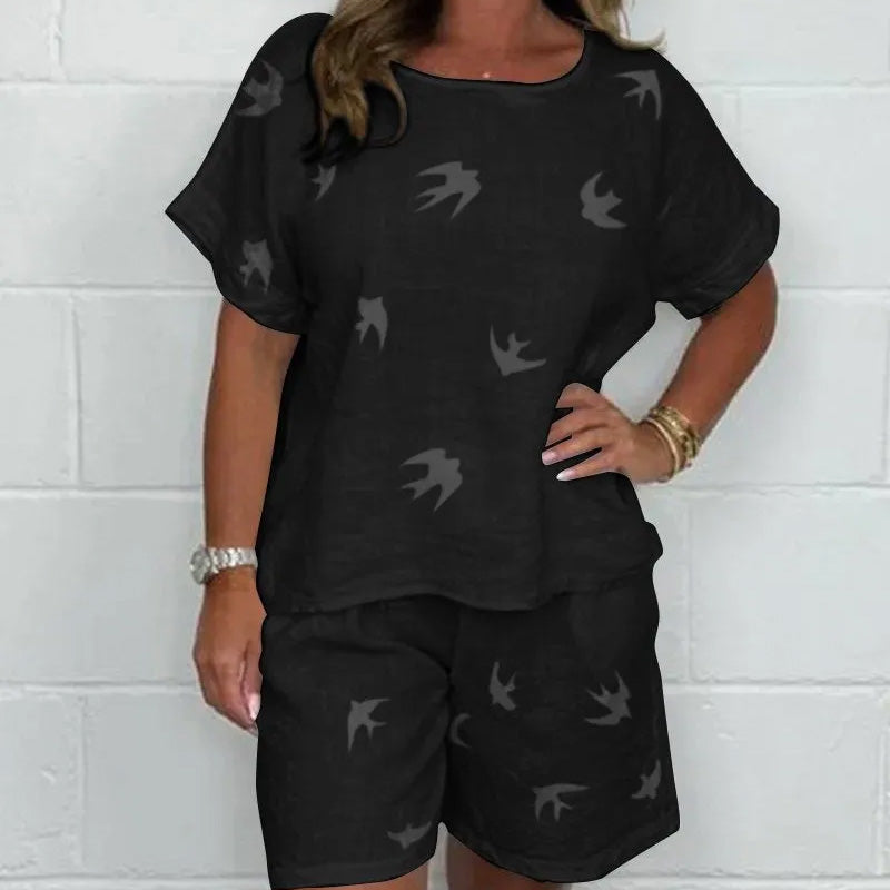 Scarlet | Lässige Baumwoll-Leinen-Shorts mit frischem Print