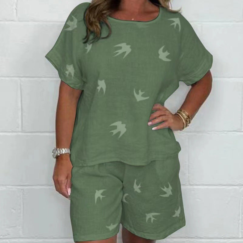 Scarlet | Lässige Baumwoll-Leinen-Shorts mit frischem Print