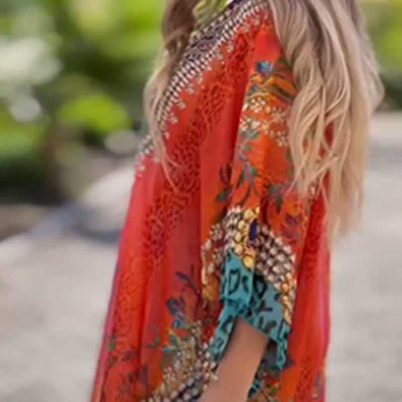 Asiarra | Feminines Kleid mit asymmetrischem Design und V-Ausschnitt