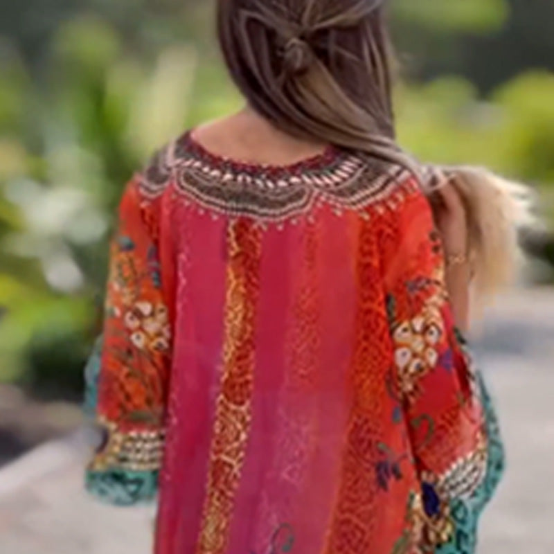 Asiarra | Feminines Kleid mit asymmetrischem Design und V-Ausschnitt