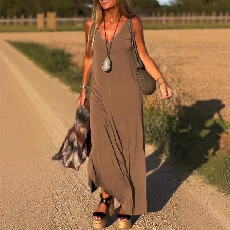 Anna | bequemes und elegantes Maxi-Kleid mit V-Ausschnitt für den Sommer