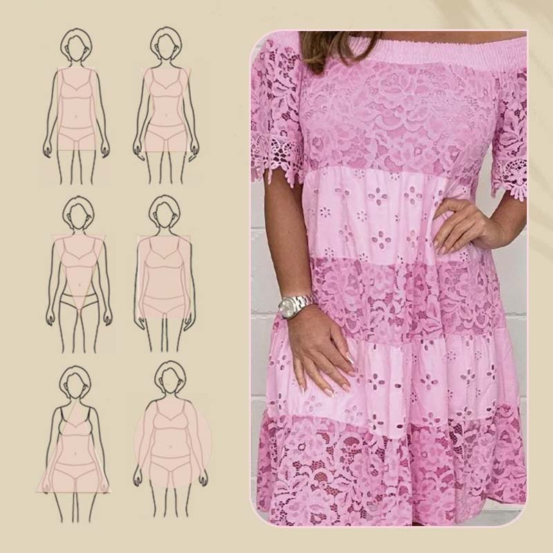 Leny | Schulterfreies Patchwork-Kleid