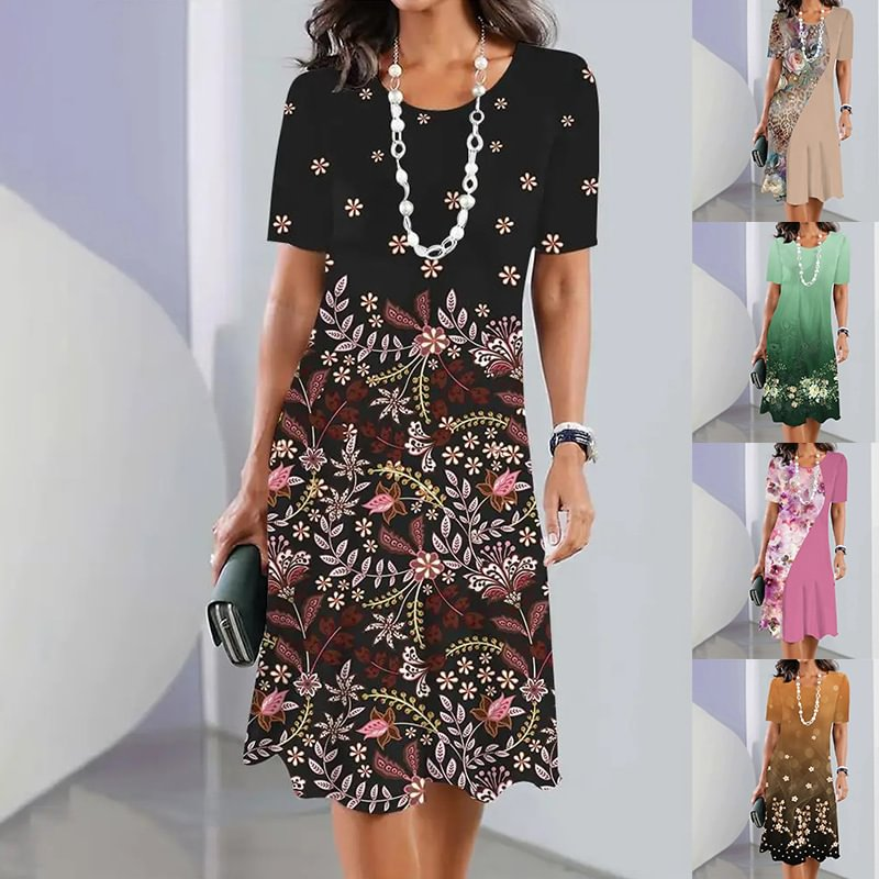 Joy | Damenkleid mit Rundhalsausschnitt und Blumendruck