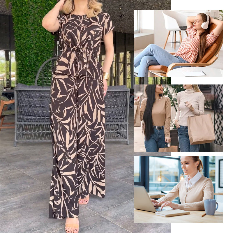 Romina™ | 2-teiliges Set mit bedrucktem Hemd und weiter Hose