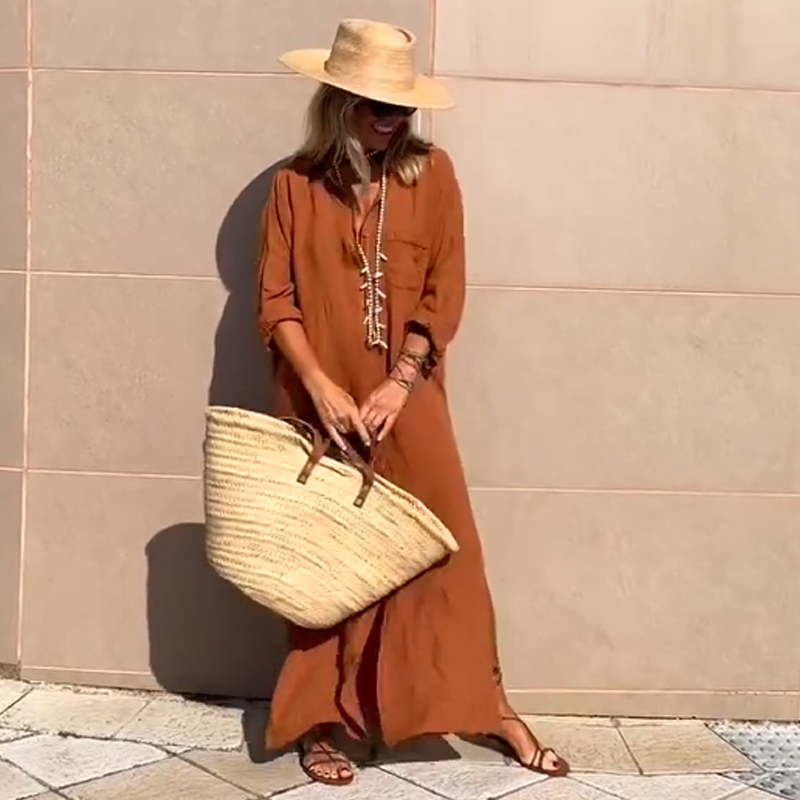 Willow | Lässiges knöchellanges Kleid in stilvoller Uni-Farbe